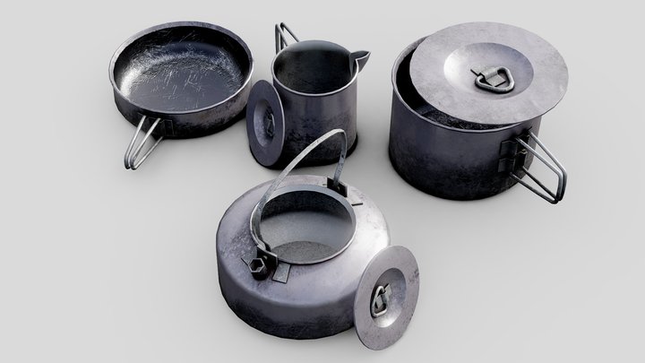 Camping Cooking Pots 3D Model