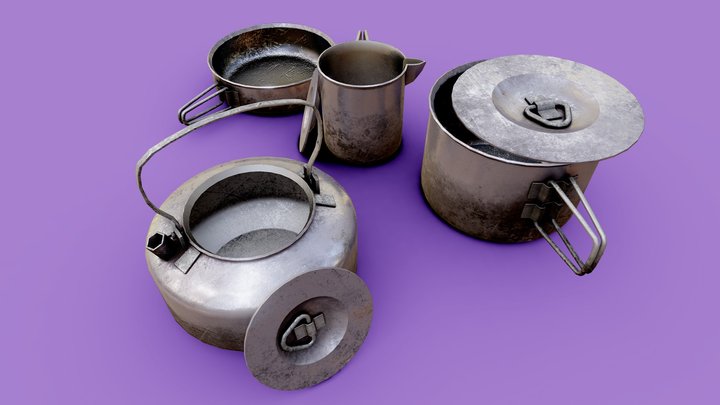 Camping Cooking Pots 3D Model