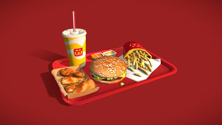 LO-FI Burger Menu Tray 3D Model