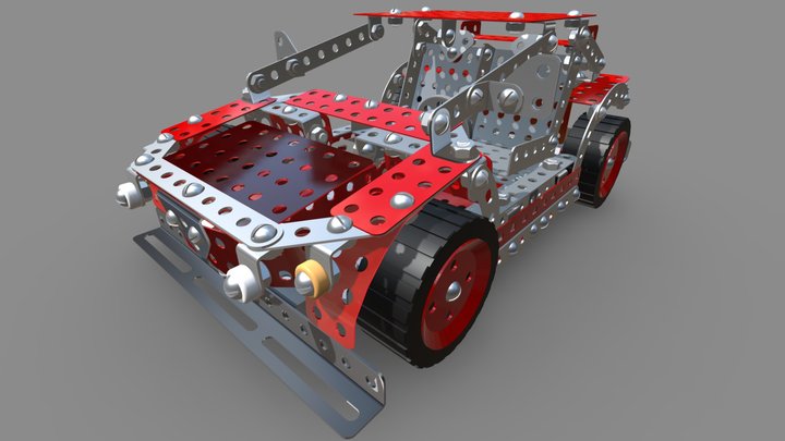 Sportcar from construction kit elements. 3D Model