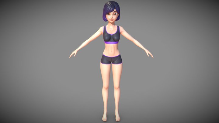 A sporty girl HQ (well-proportioned figure)- 3D Model