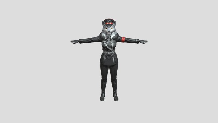 Furry army wolf girl 3D Model