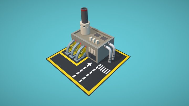 Low Poly Factory 01 3D Model
