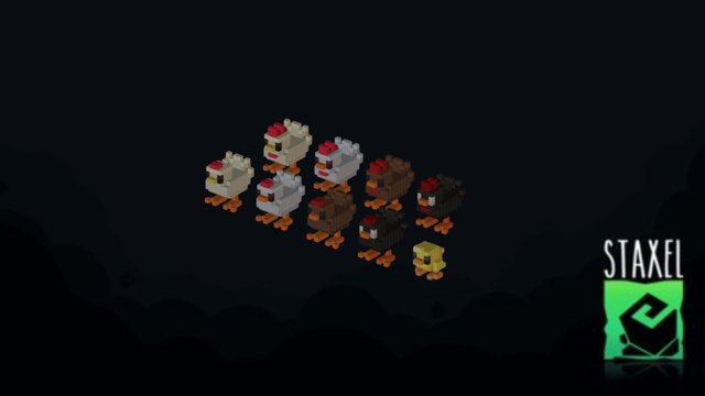 Staxel Chickens 3D Model