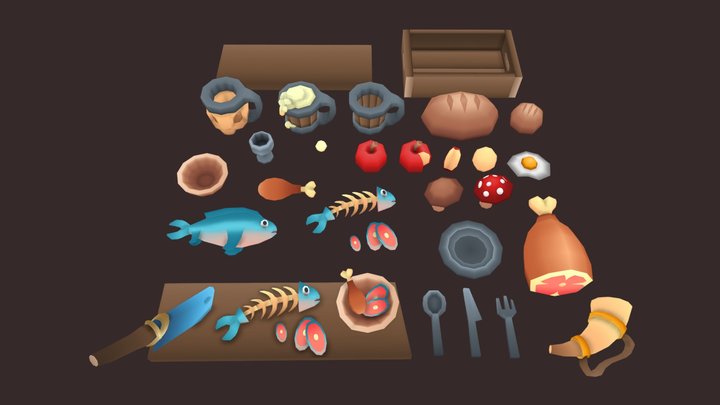 Viking food - asset pack 3D Model