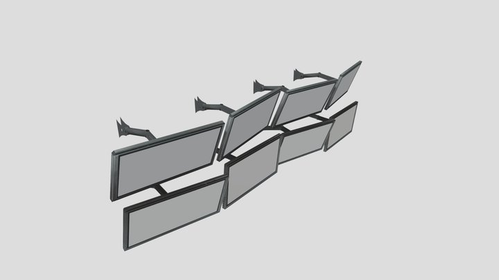 Rigged Armature, Array of mounted screens 3D Model