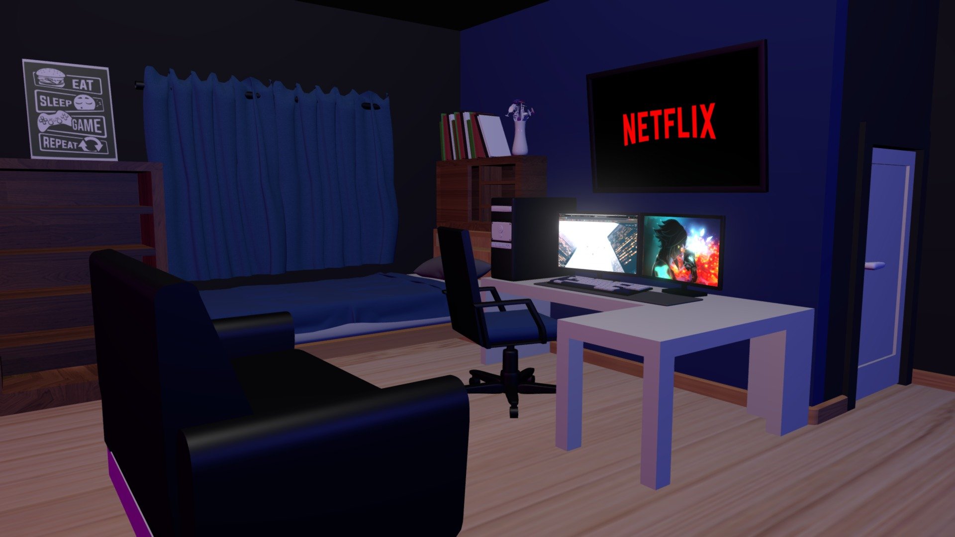 Gaming Room Download Free 3d Model By Indvisible Indvisible 3d0c90d