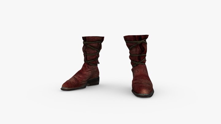 Red Suede Boots 3D Model