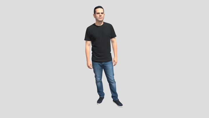 Casual Portrait Of A Man In A Black T- Shirt – Modelo 3D gratuito STL