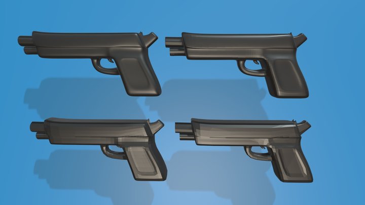 Pistola Black For Gameplay And Anime Free 3D Model