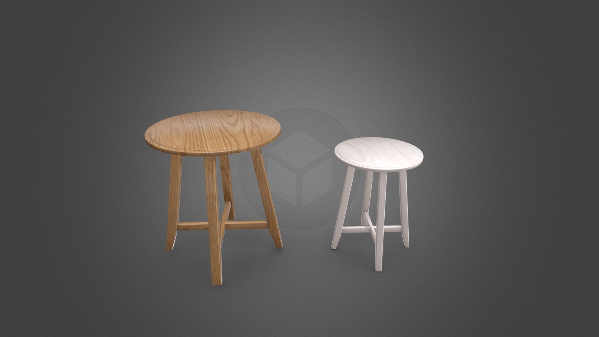 3D model Small Round Tables - This is a 3D model of the Small Round Tables. The 3D model is about two stools with a table in the middle.