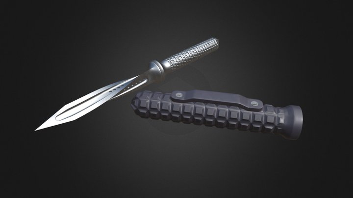 Jagdkommando Tri-Dagger Knife 3D Model