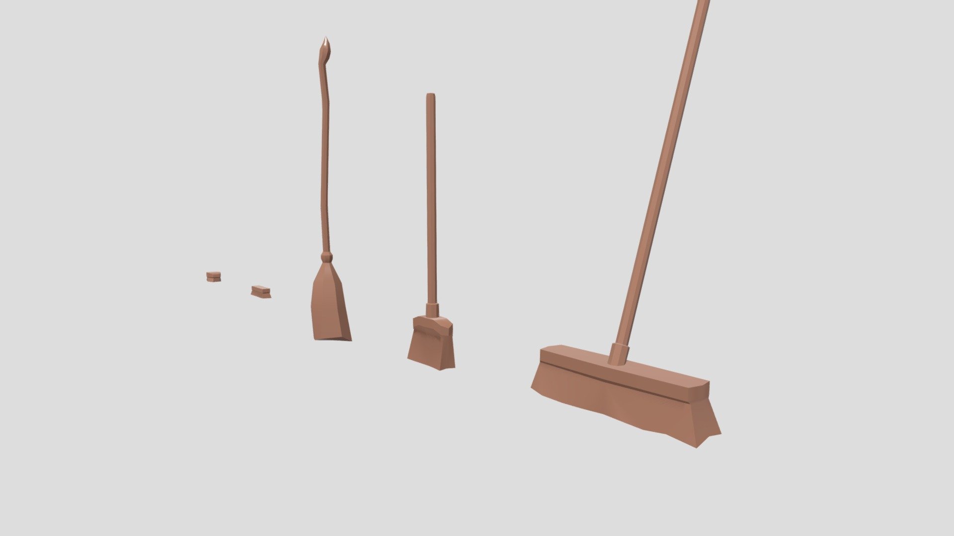 low poly brooms Download Free 3D model by AiktheIno [3d1e73b] Sketchfab