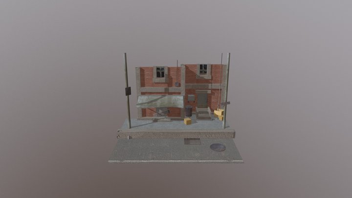 Street with textures. 3D Model