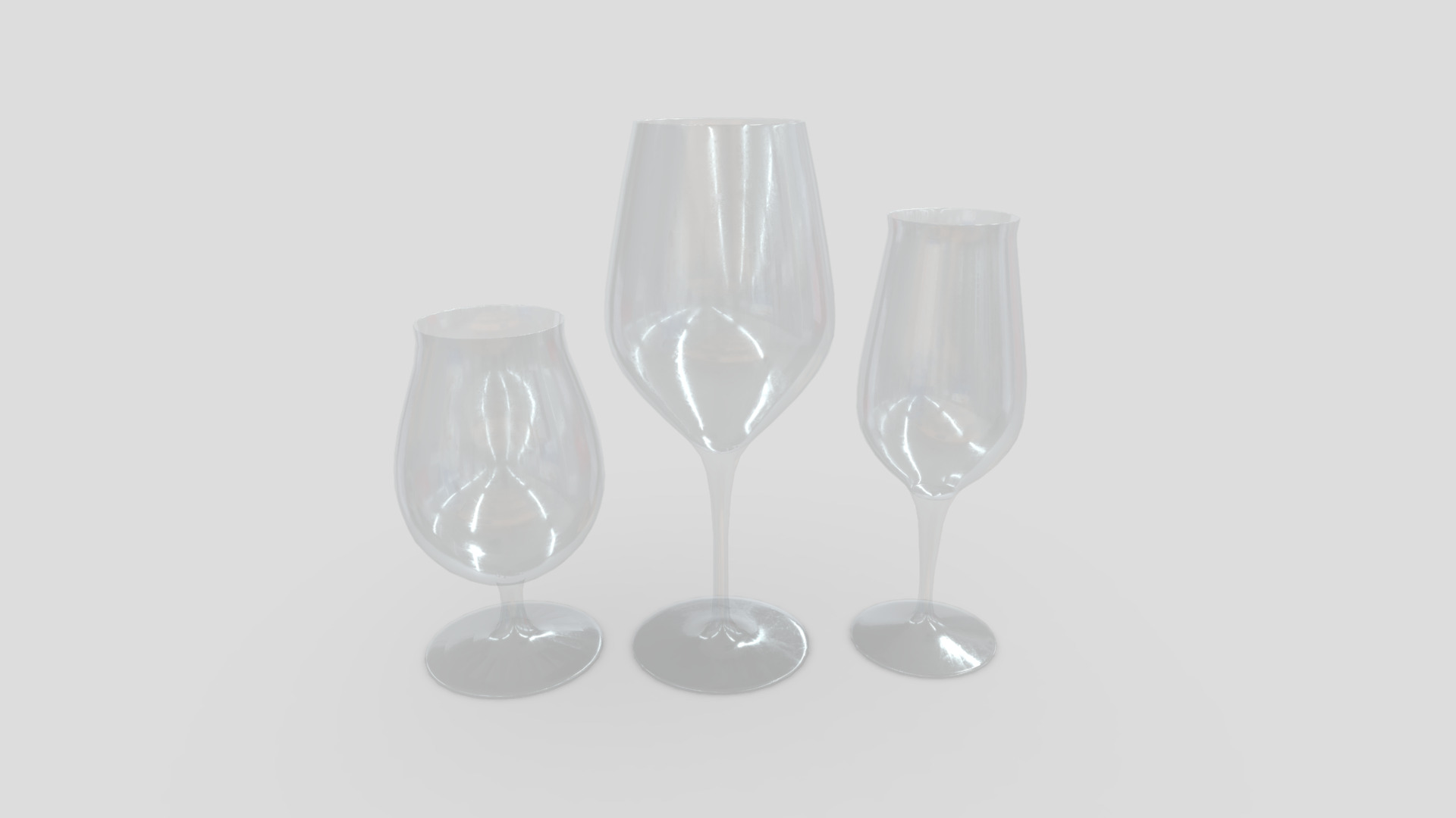 3D model Glass Set - This is a 3D model of the Glass Set. The 3D model is about a group of wine glasses.