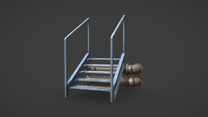 Industrial Stairs mini scene 3D Model