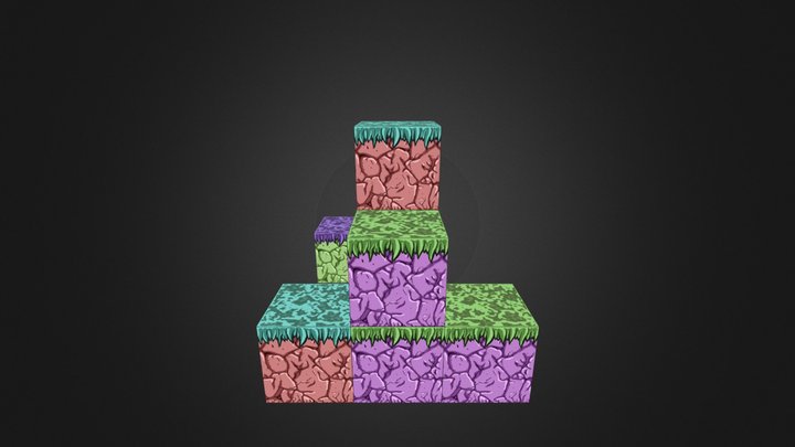 Pixel Art Grass Modules 3D Model
