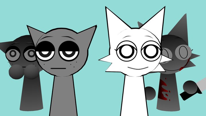 Sprunki - White And Gray 3D Model