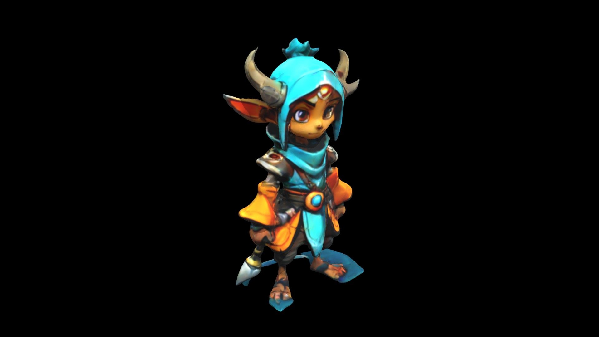 a cartoon character with horns and a blue hoo - Download Free 3D model ...