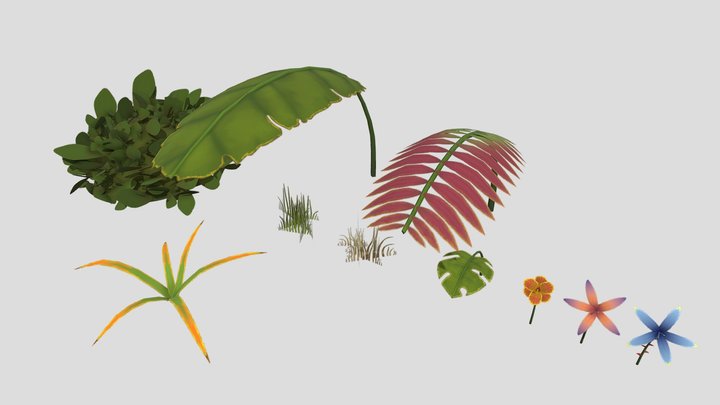 Stylized Plants 3D Model