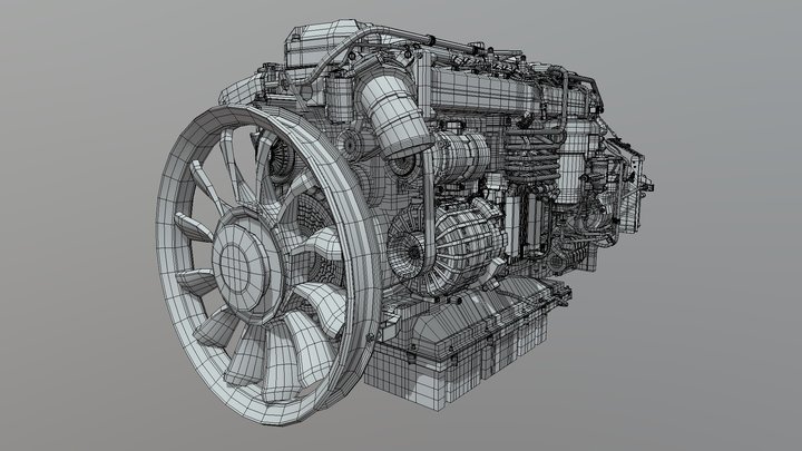 Scania AB DC13 166 Engine 3D Model