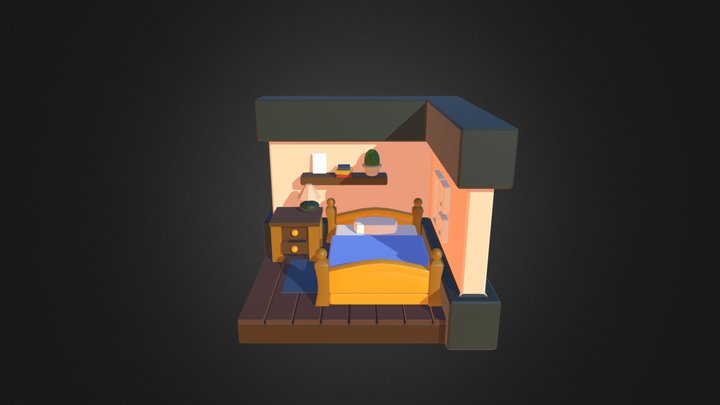 Low Poly Bedroom 3D Model