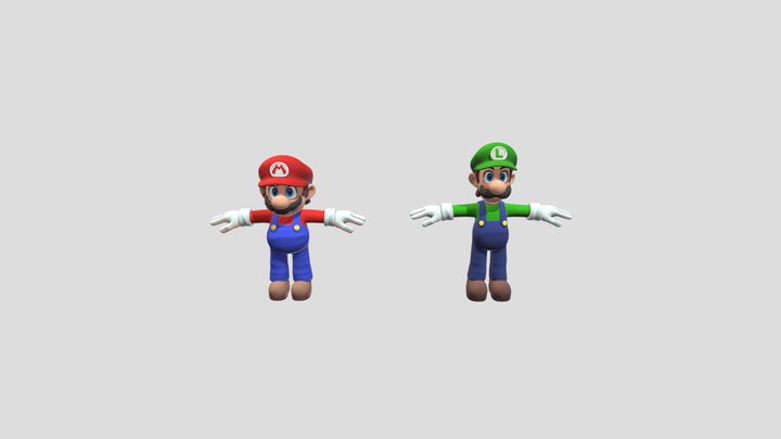 Mario & Luigi (SMG4 Fanmade Redesign ) 3D Model