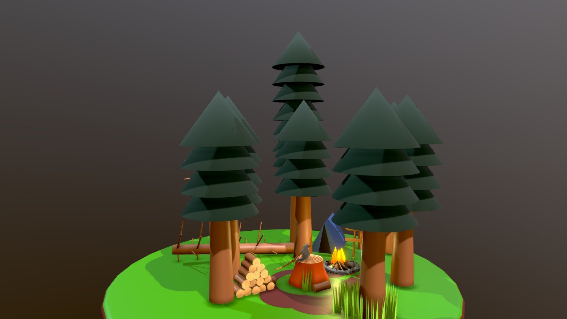 Campfire Scene - 3D model by williamwinerock [3d34b58] - Sketchfab