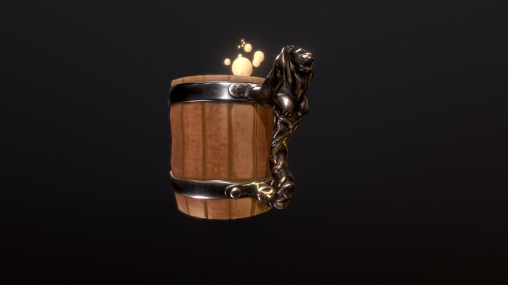 Wooden beer mug 3D Model