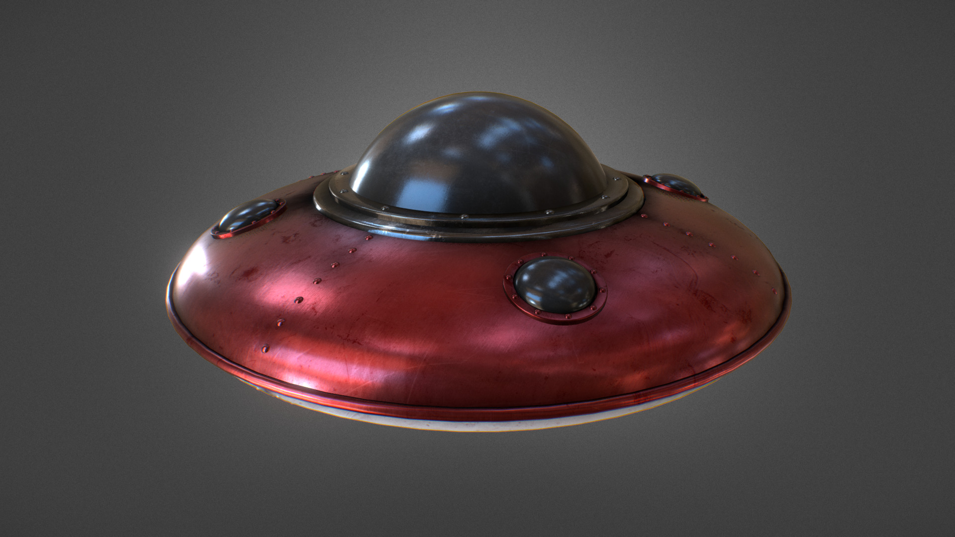 3D model UFO Retro Toy - This is a 3D model of the UFO Retro Toy. The 3D model is about a red and black object.