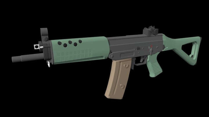 Low Poly Firearm: SSG552 Free 3D Model