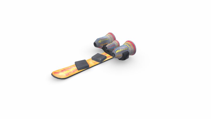 Snowboard with 3 Booster 3D Model