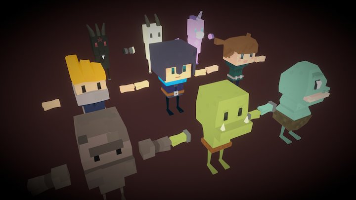 Character low poly set 3D Model