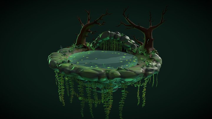 Cube world Mermaid Swamp 3D Model