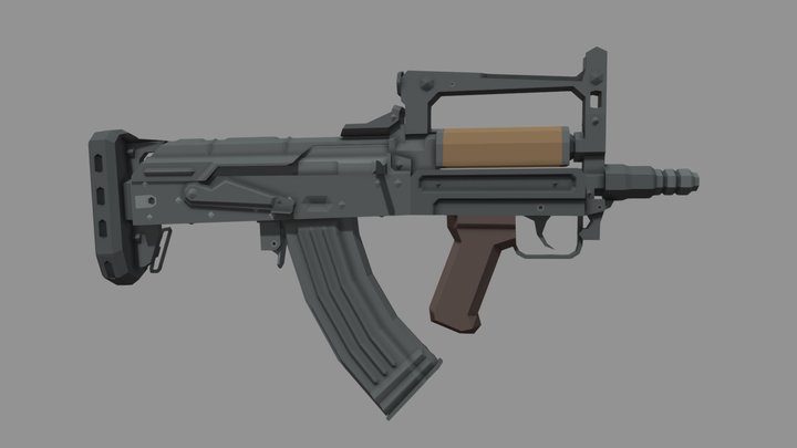 Low-poly OTs-14-1A Groza 3D Model