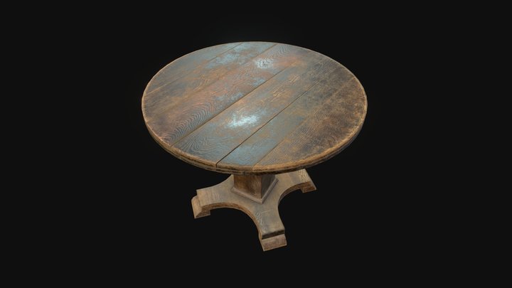 Old Round Table 3D Model