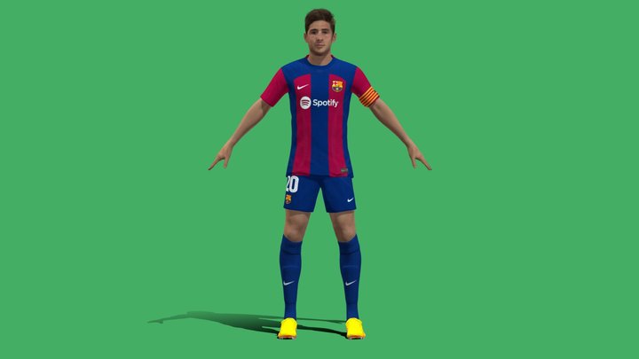 3D model Football Jersey full outfit Barcelona Team VR / AR / low-poly