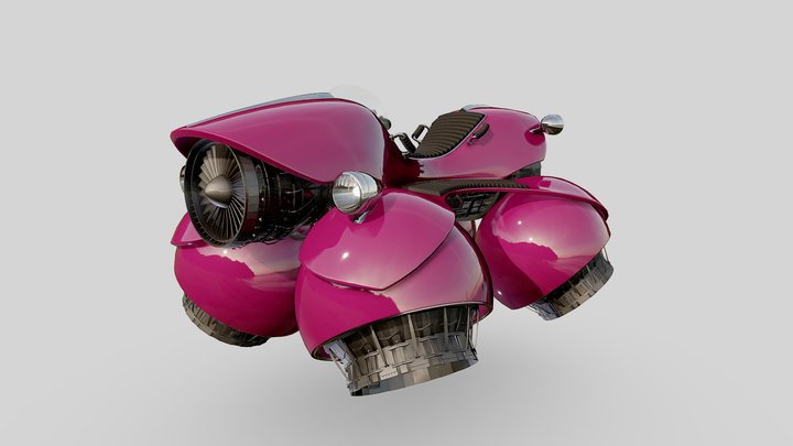 Retro Hovercraft 3D Model