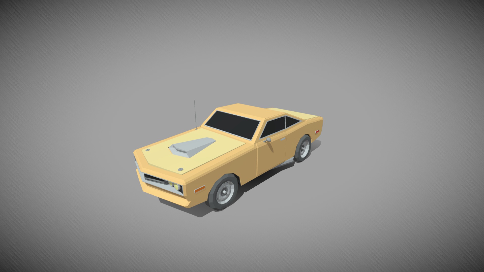 3D model Tan_Muscle_Car_Preview - This is a 3D model of the Tan_Muscle_Car_Preview. The 3D model is about a yellow car on a grey background.