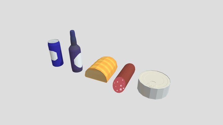 Low-poly Meals Pack 3D Model