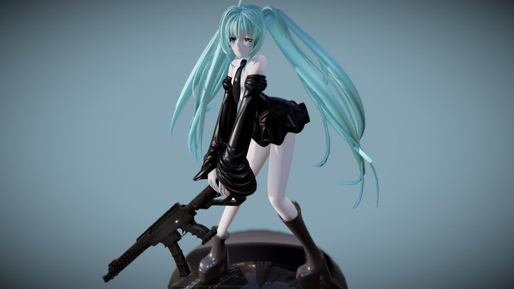 Miku Hatsune with a Gun – Kostenloses 3D-Modell STL