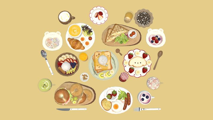 Today's Breakfast 3D Model
