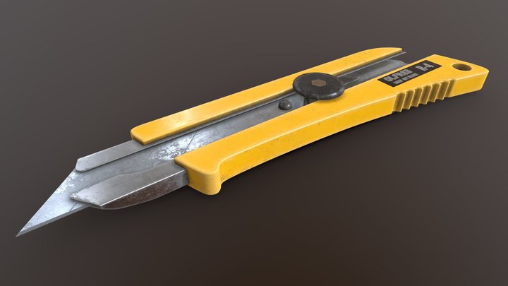 Yellow Box Cutter 3D Model