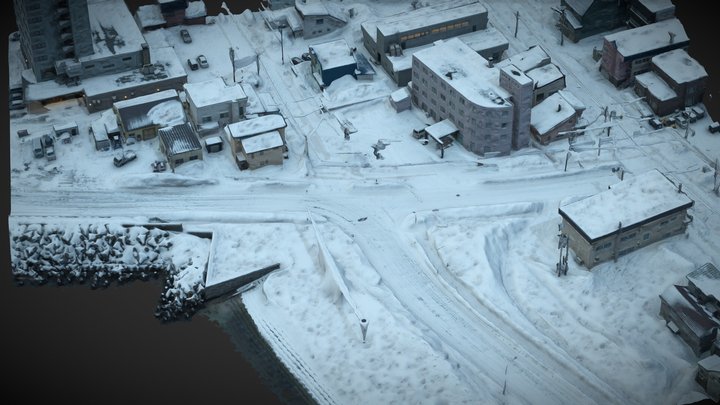 Hokkaido city, Japanese downtown and crossroad – Modelo 3D gratuito STL
