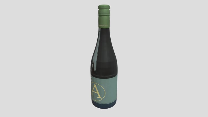 green wine bottle with label 3D Model