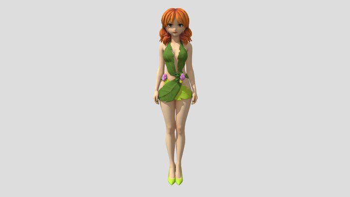 Leaf dress girl 1 3D Model
