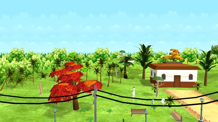 Village Designed for Small Animation 3D Model