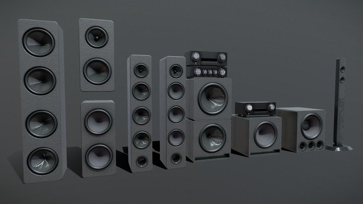 Home Theater System with Subwoofers 3D Model