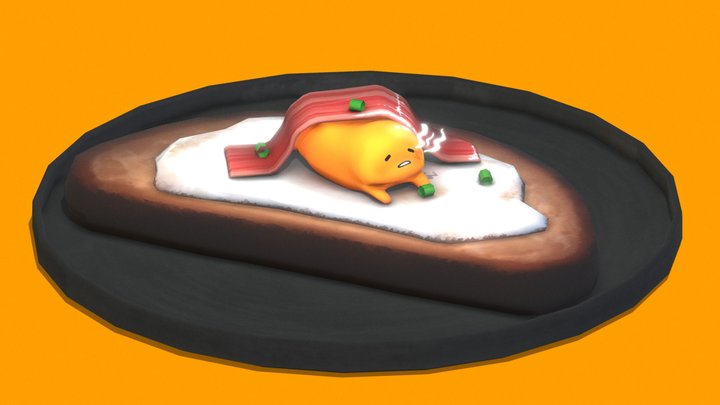 Gudetama on Toast 3D Model