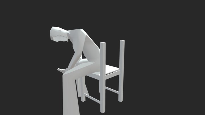 Hollow Man And Chair 3D Model